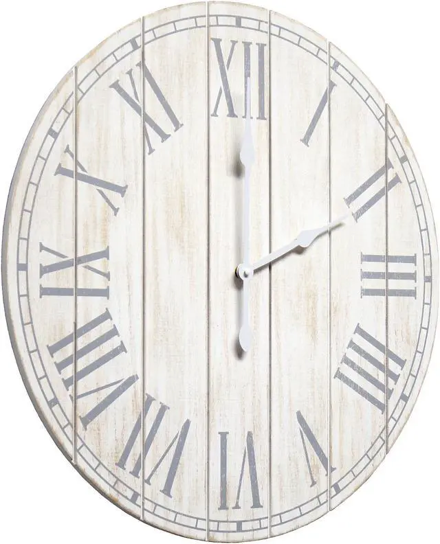 Alt view image 2 of 8 - Elegant Designs Wood Plank 23" Large Coastal Rustic Wall Clock, White Wash