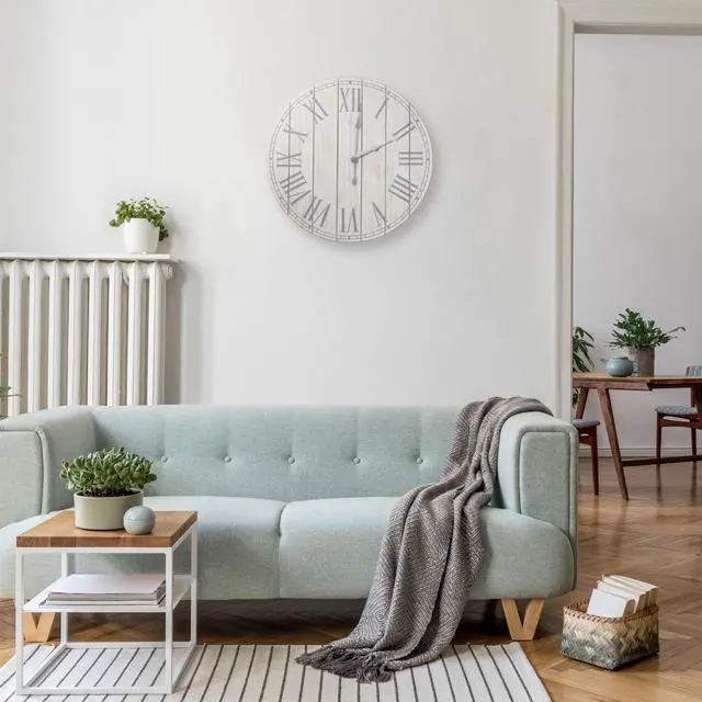 Alt view image 6 of 8 - Elegant Designs Wood Plank 23" Large Coastal Rustic Wall Clock, White Wash