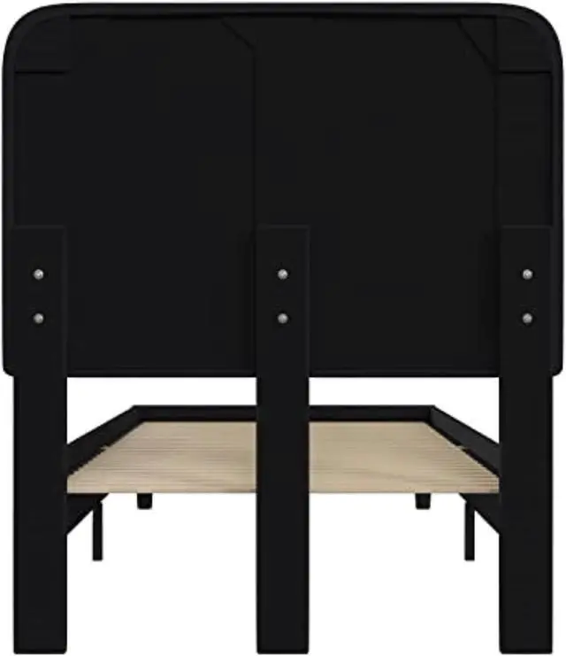Alt view image 5 of 19 - Addison Charcoal Twin Fabric Upholstered Platform Bed - Headboard with Rounded Edges - No Box Spring or Foundation Needed