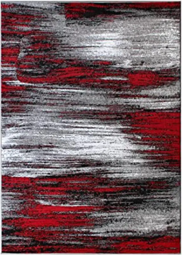 Alt view image 2 of 18 - Rylan Collection 8' x 10' Red Scraped Design Area Rug - Olefin Rug with Jute Backing - Living Room, Bedroom, Entryway