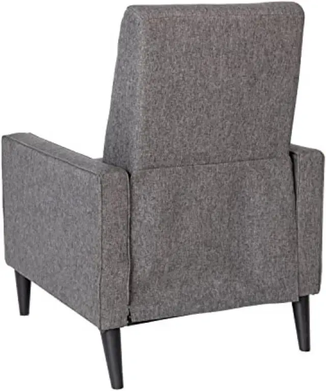Alt view image 5 of 20 - Ezra Mid-Century Modern Fabric Upholstered Button Tufted Pushback Recliner in Gray for Residential & Commercial Use