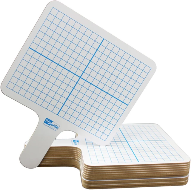 Alt view image 2 of 2 - flipside two-sided (3/8" graph/blank) rectangular dry erase graphing paddles, class pack of 12