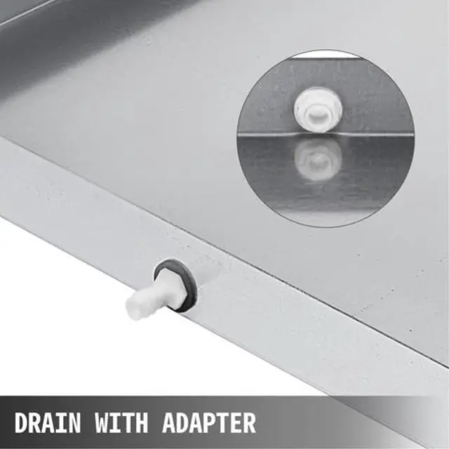 Alt view image 4 of 11 - VEVOR Washing Machine Drip Pan 32 X 30 Galvanized Steel 1.2mm ,w/ Drain Hole