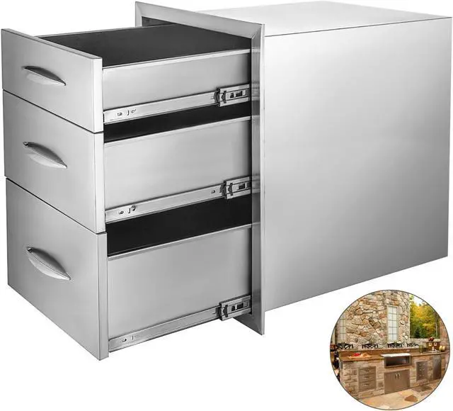 Alt view image 2 of 14 - VEVOR 20.25"x14" Outdoor Kitchen Drawer Bbq Storage With Handle Triple Drawers