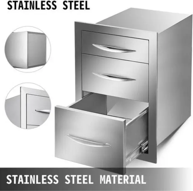 Alt view image 3 of 14 - VEVOR 20.25"x14" Outdoor Kitchen Drawer Bbq Storage With Handle Triple Drawers