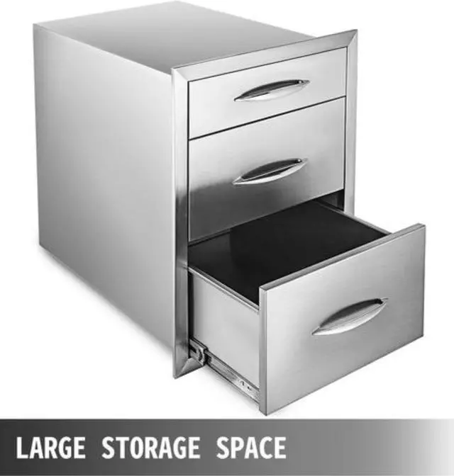 Alt view image 4 of 14 - VEVOR 20.25"x14" Outdoor Kitchen Drawer Bbq Storage With Handle Triple Drawers