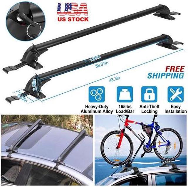 Universal Car Roof Rack Cross Bar,43in Crossbar with Anti-Theft Lock  Adjustable Window Frame for Bike Kayak Cargo Luggage-2 Pieces 