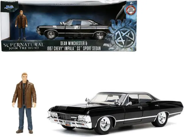 Alt view image 3 of 9 - 1967 Chevrolet Impala SS Sport Sedan Black and Dean Winchester Diecast Figurine "Supernatural" (2005-2020) TV Series "Hollywood Rides" Series 1/24 Diecast Model Car by Jada