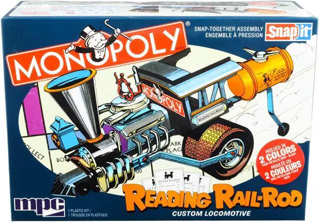 Alt view image 2 of 6 - Skill 1 Snap Model Kit Reading Rail Rod Custom Locomotive "Monopoly" 1/25 Scale Model by MPC