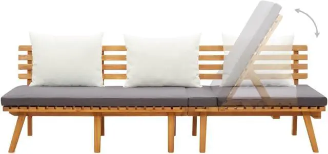 Alt view image 3 of 12 - vidaXL Day Bed 78.7"x25.6" Solid Acacia Wood