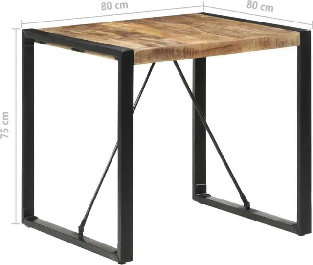 Alt view image 5 of 13 - vidaXL Dining Table 31.5"x31.5"x29.5" Rough Mango Wood
