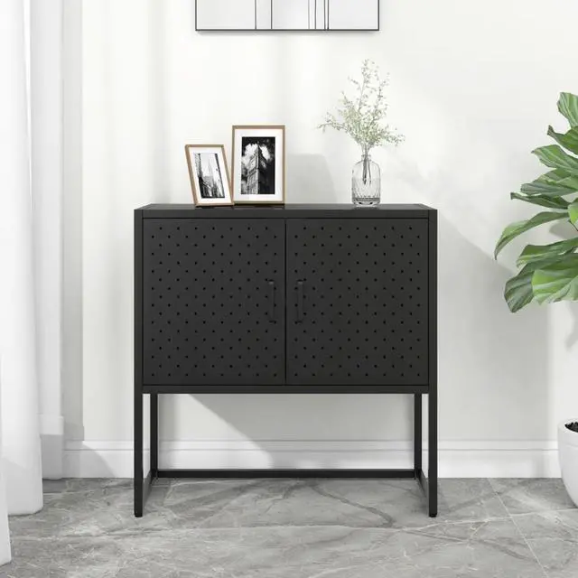 Alt view image 8 of 18 - vidaXL Sideboard Black 29.5" Steel Home Storage Cabinet Side Table Furniture