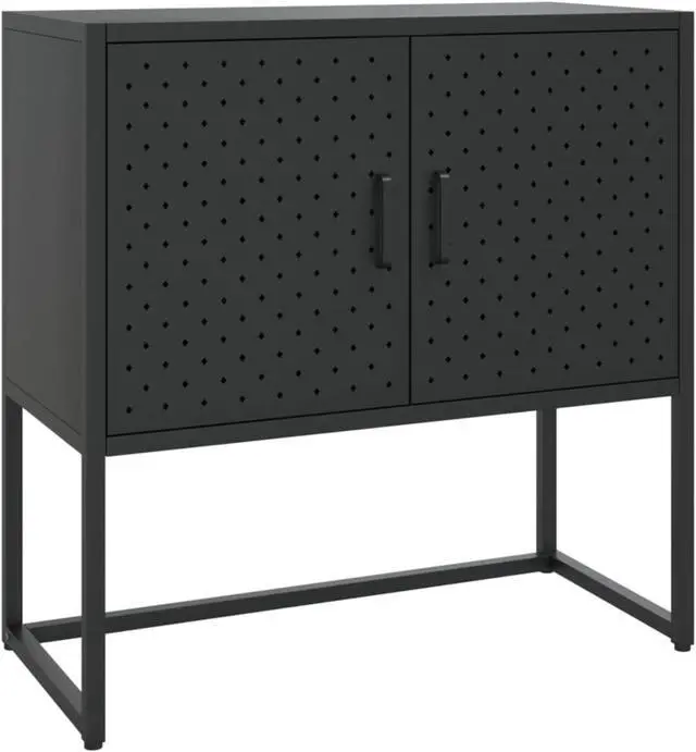 Alt view image 9 of 18 - vidaXL Sideboard Black 29.5" Steel Home Storage Cabinet Side Table Furniture