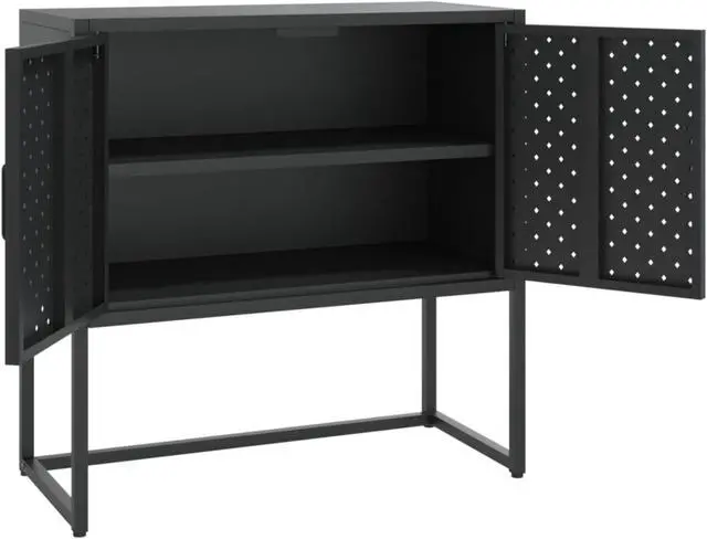 Alt view image 12 of 18 - vidaXL Sideboard Black 29.5" Steel Home Storage Cabinet Side Table Furniture