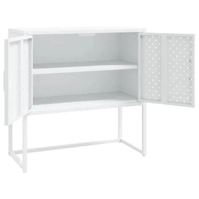 Alt view image 12 of 18 - vidaXL Sideboard White 29.5" Steel Home Storage Cabinet Side Table Furniture