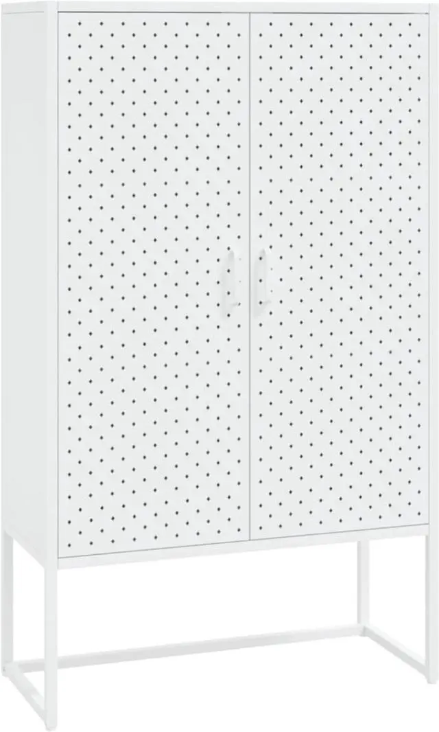 Alt view image 9 of 17 - vidaXL Highboard Side Cabinet Storage File Cabinet for Entryway White Steel
