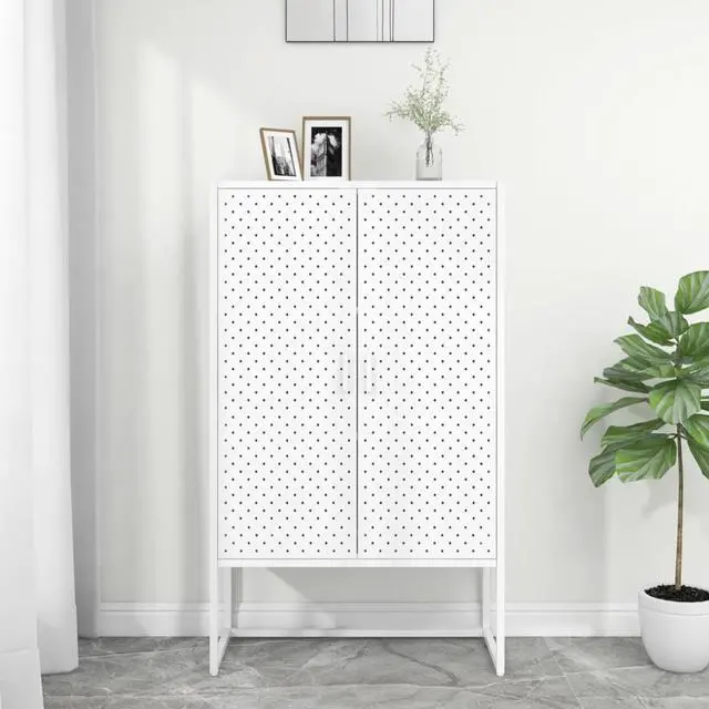 Alt view image 8 of 17 - vidaXL Highboard Side Cabinet Storage File Cabinet for Entryway White Steel