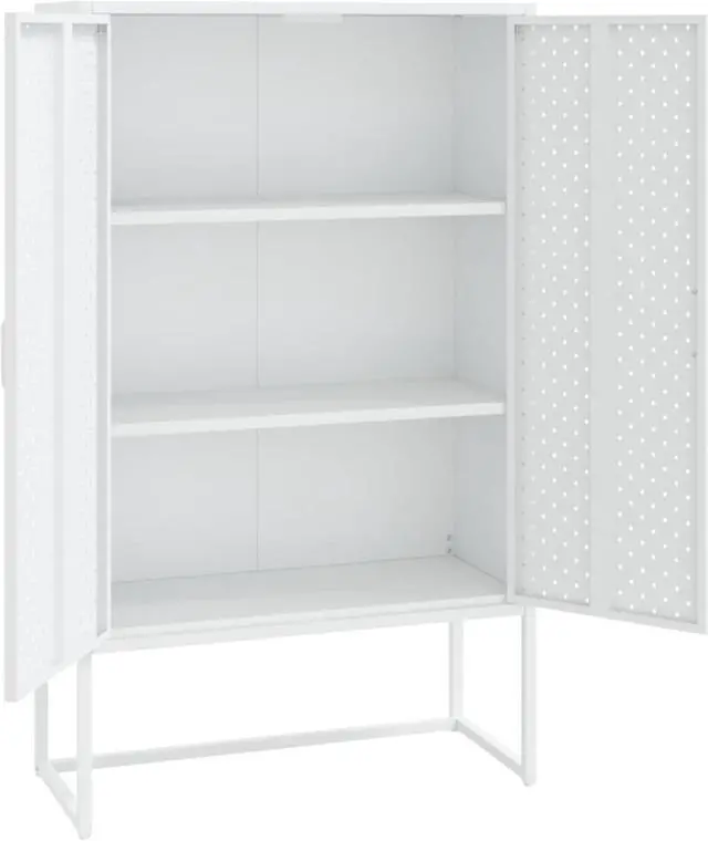 Alt view image 12 of 17 - vidaXL Highboard Side Cabinet Storage File Cabinet for Entryway White Steel