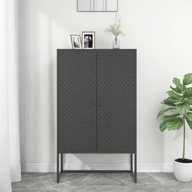 Alt view image 8 of 18 - vidaXL Highboard Anthracite Steel Living Room Storage High Cabinet Furniture