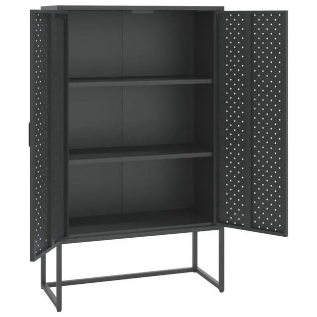 Alt view image 12 of 18 - vidaXL Highboard Anthracite Steel Living Room Storage High Cabinet Furniture
