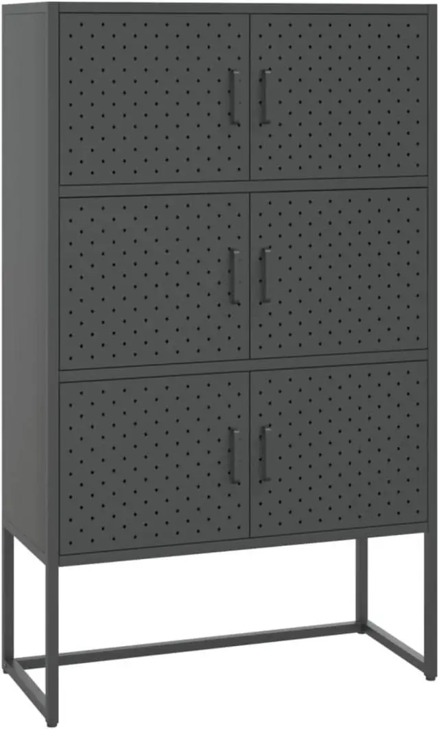 Alt view image 9 of 18 - vidaXL Highboard Anthracite Steel Living Room Storage High Cabinet Furniture