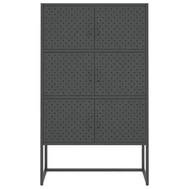 Alt view image 13 of 18 - vidaXL Highboard Anthracite Steel Living Room Storage High Cabinet Furniture