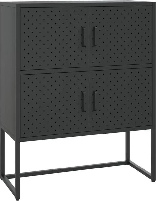Alt view image 9 of 18 - vidaXL Highboard Black 39.4" Steel Living Room Storage High Cabinet Furniture