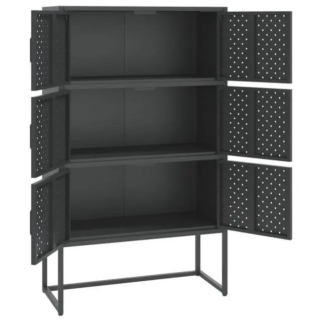 Alt view image 12 of 18 - vidaXL Highboard Anthracite Steel Living Room Storage High Cabinet Furniture
