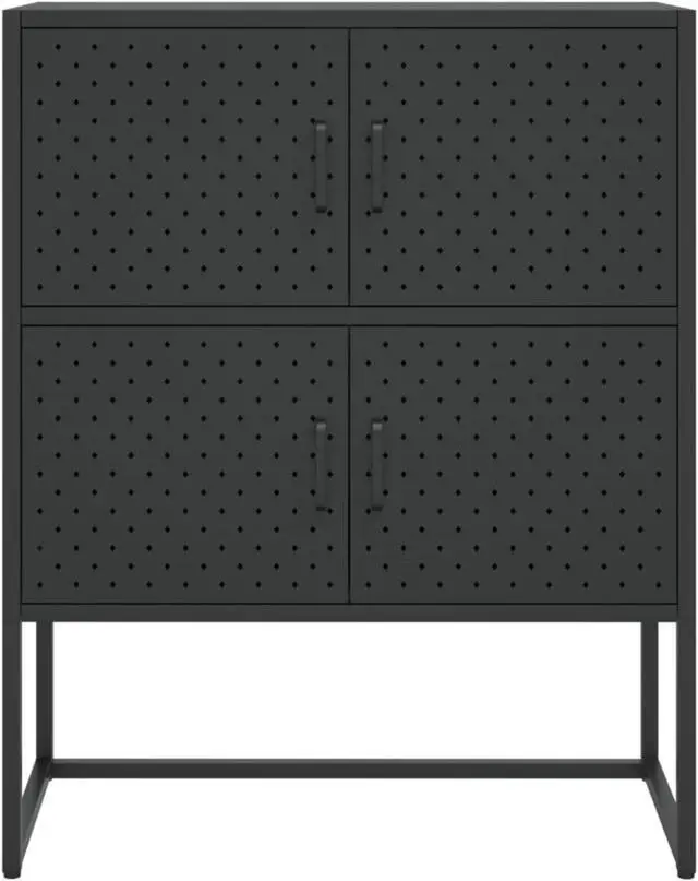 Alt view image 13 of 18 - vidaXL Highboard Black 39.4" Steel Living Room Storage High Cabinet Furniture