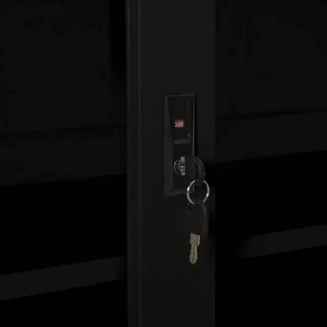 Alt view image 9 of 17 - vidaXL Sliding Door Cabinet Black 35.4" Steel Storage Side Cabinet Furniture