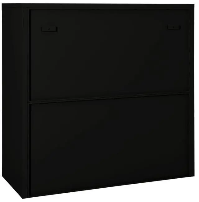 Alt view image 12 of 17 - vidaXL Sliding Door Cabinet Black 35.4" Steel Storage Side Cabinet Furniture