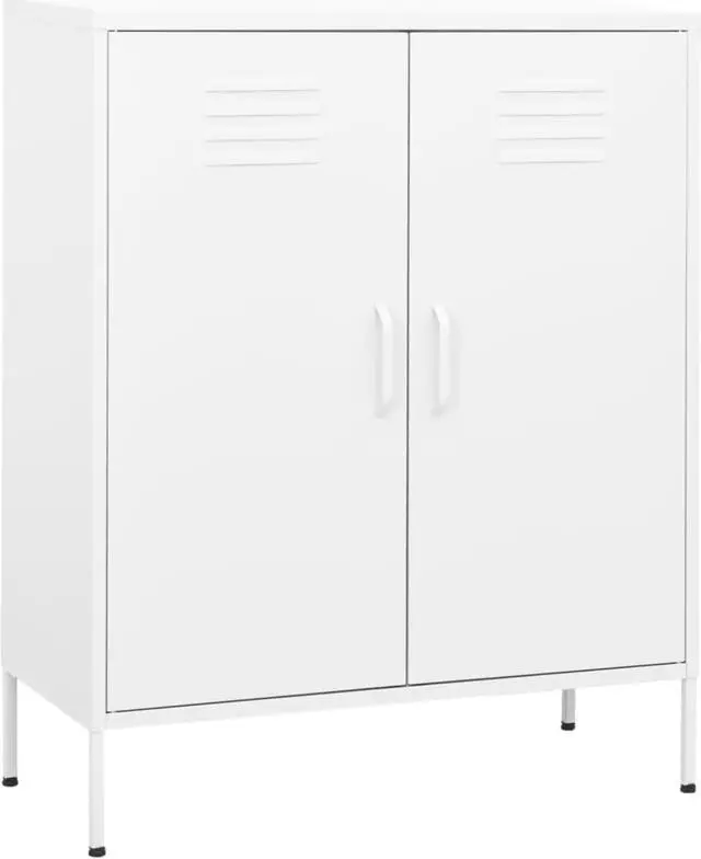 Alt view image 4 of 15 - vidaXL Storage Cabinet White 31.5"x13.8"x40" Steel