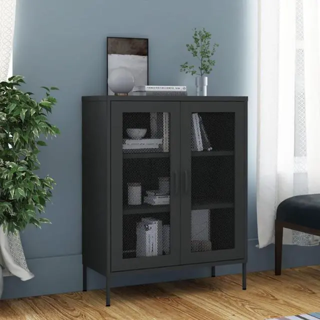 Alt view image 8 of 19 - vidaXL Storage Cabinet Anthracite 31.5" Steel Sideboard Side Cabinet Furniture