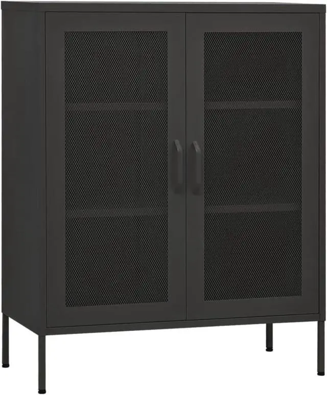 Alt view image 9 of 19 - vidaXL Storage Cabinet Anthracite 31.5" Steel Sideboard Side Cabinet Furniture