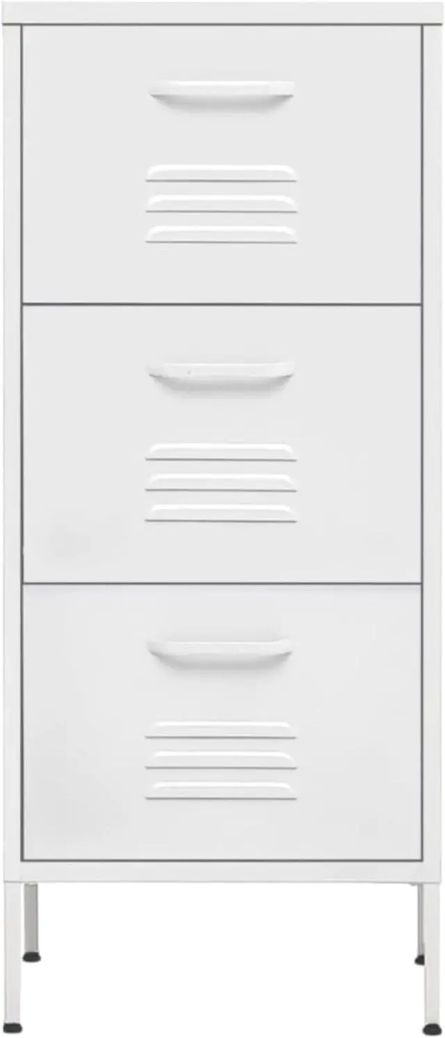 Alt view image 11 of 19 - vidaXL Storage Cabinet White 16.7" Steel Sideboard Side Cabinet Furniture