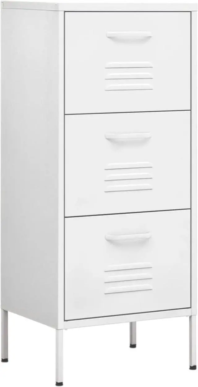 Alt view image 9 of 19 - vidaXL Storage Cabinet White 16.7" Steel Sideboard Side Cabinet Furniture