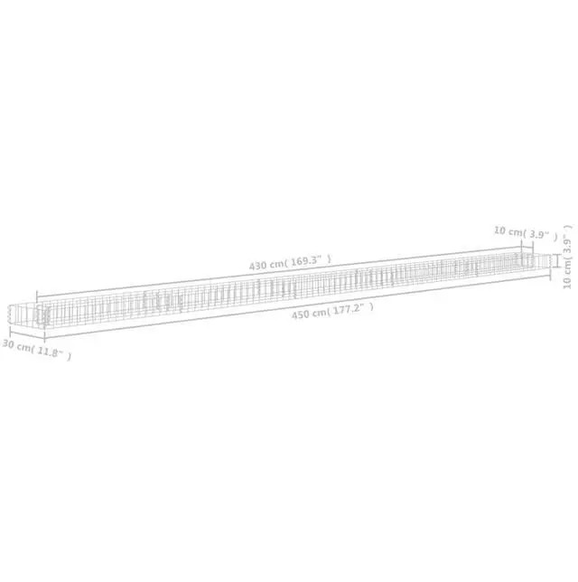 Alt view image 6 of 12 - vidaXL Gabion Raised Bed Galvanized Steel 177.2"x11.8"x3.9"