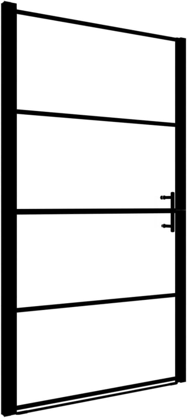 Alt view image 2 of 10 - vidaXL Shower Door Frost Tempered Glass 39.4"x70.1" Black