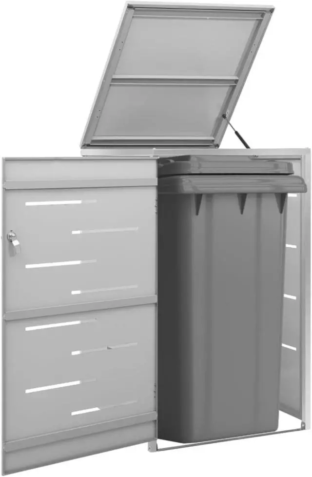 Main image of vidaXL Single Wheelie Bin Shed 27.2"x30.5"x45.3" Stainless Steel