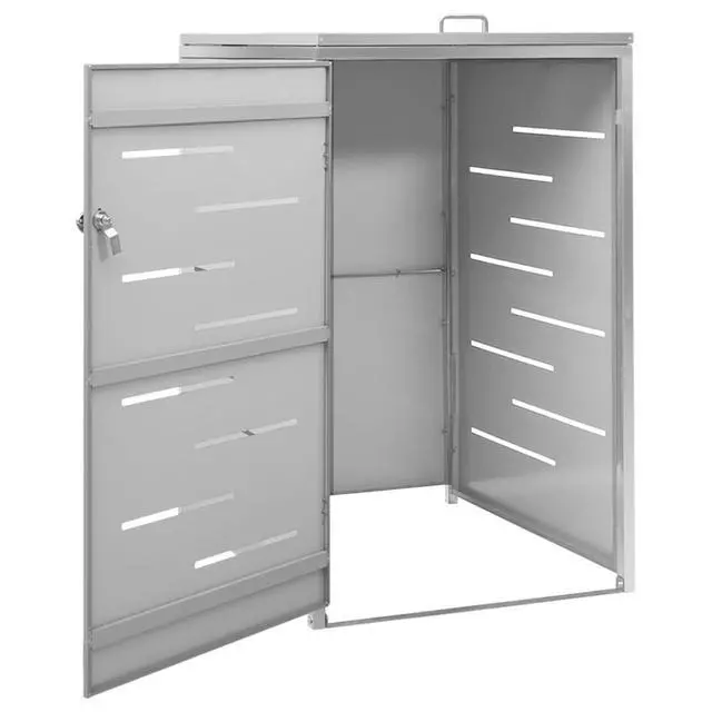 Alt view image 6 of 13 - vidaXL Single Wheelie Bin Shed 27.2"x30.5"x45.3" Stainless Steel
