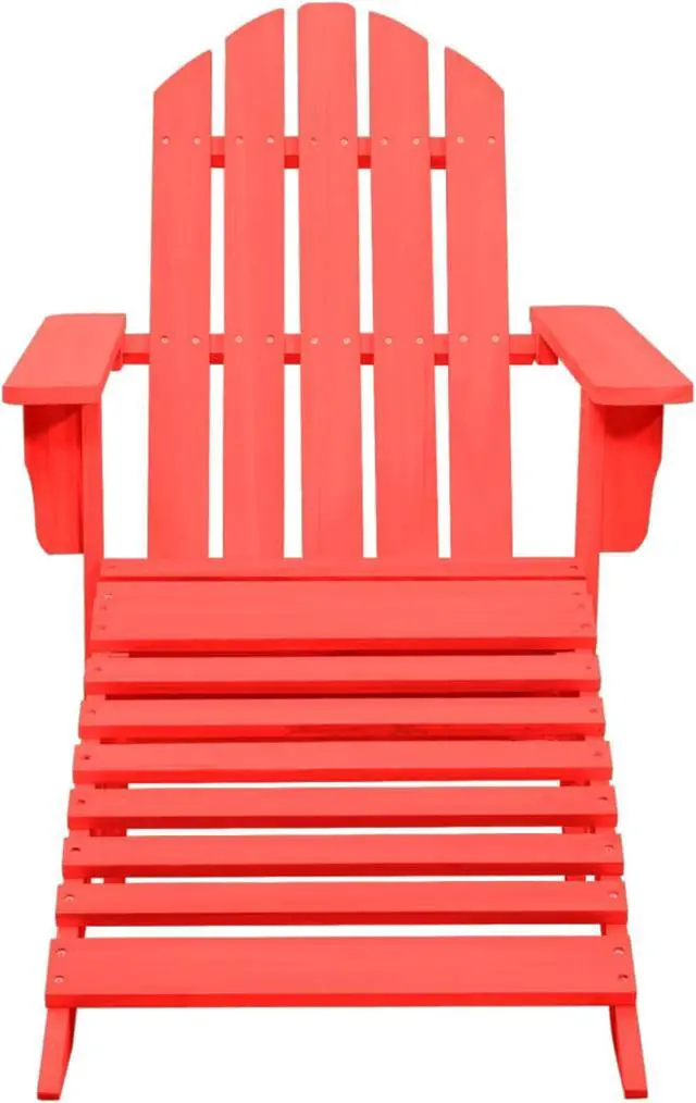 Alt view image 2 of 12 - vidaXL Patio Adirondack Chair with Ottoman Solid Fir Wood Red