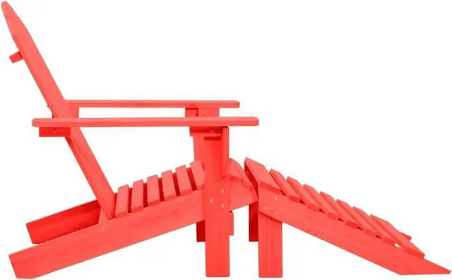 Alt view image 3 of 12 - vidaXL Patio Adirondack Chair with Ottoman Solid Fir Wood Red