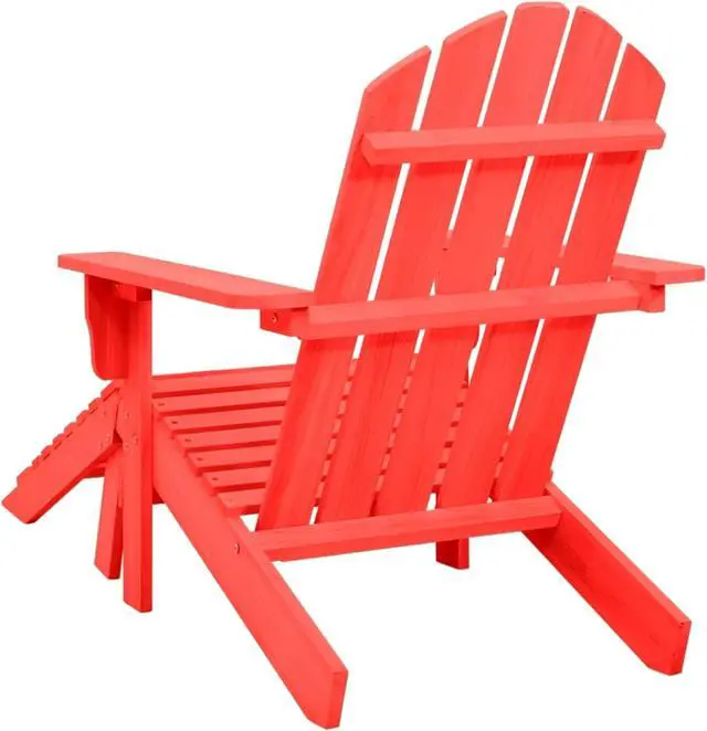 Alt view image 4 of 12 - vidaXL Patio Adirondack Chair with Ottoman Solid Fir Wood Red