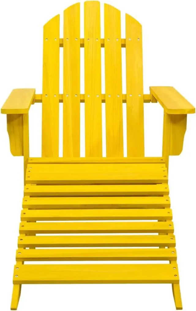 Alt view image 2 of 12 - vidaXL Patio Adirondack Chair with Ottoman Solid Fir Wood Yellow