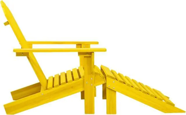 Alt view image 3 of 12 - vidaXL Patio Adirondack Chair with Ottoman Solid Fir Wood Yellow