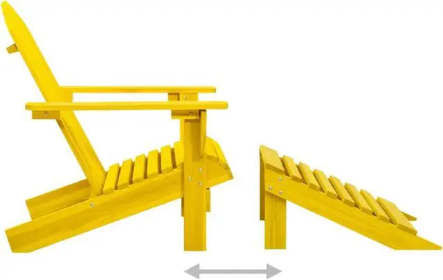 Alt view image 5 of 12 - vidaXL Patio Adirondack Chair with Ottoman Solid Fir Wood Yellow