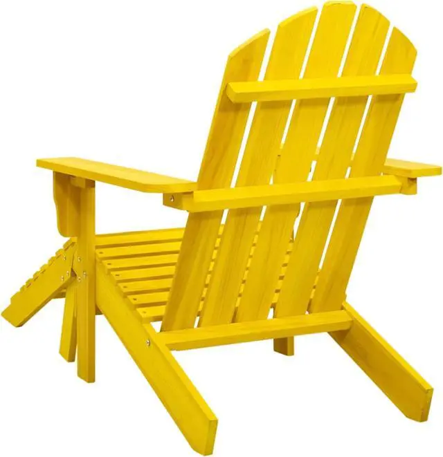 Alt view image 4 of 12 - vidaXL Patio Adirondack Chair with Ottoman Solid Fir Wood Yellow