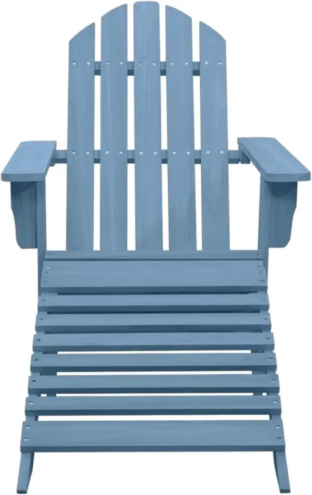 Alt view image 2 of 19 - vidaXL Patio Adirondack Chair with Ottoman Solid Fir Wood Blue