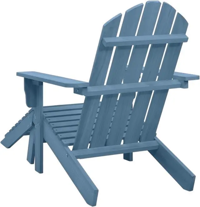 Alt view image 4 of 19 - vidaXL Patio Adirondack Chair with Ottoman Solid Fir Wood Blue