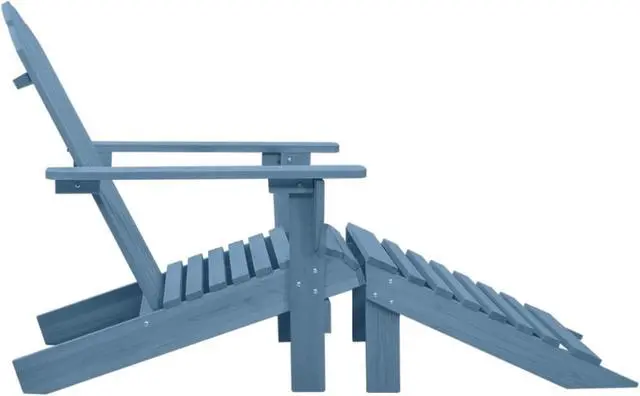 Alt view image 3 of 19 - vidaXL Patio Adirondack Chair with Ottoman Solid Fir Wood Blue